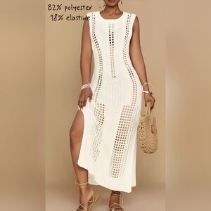 Gorgeous beach dress/coverup, Cream, XL...**FREE earrings!